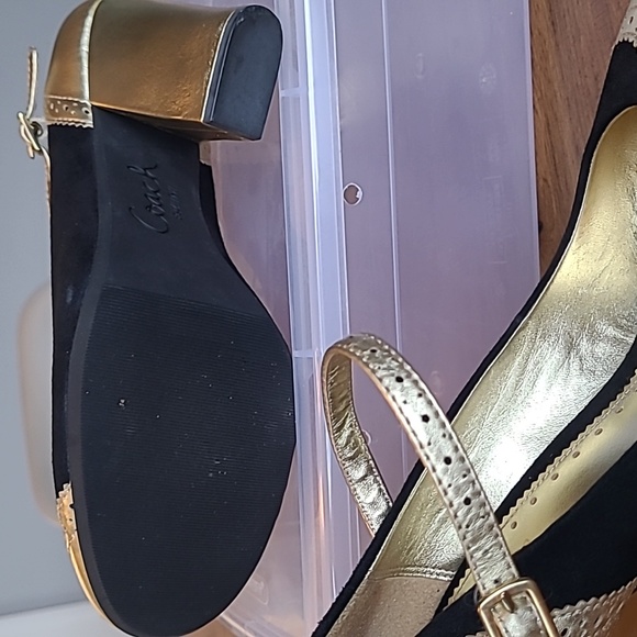 Coach shoes Rosario spectator size 8 Black suede and Gold - Picture 2 of 5